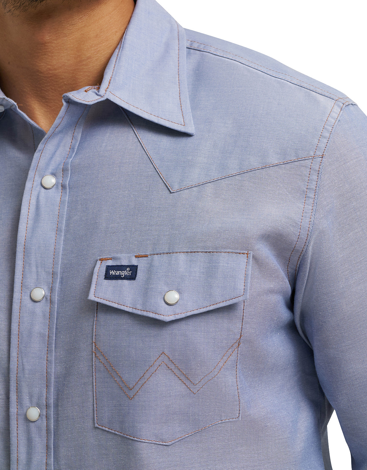 Wrangler Men's Long Sleeve Chambray Snap Western Work Shirt - Non