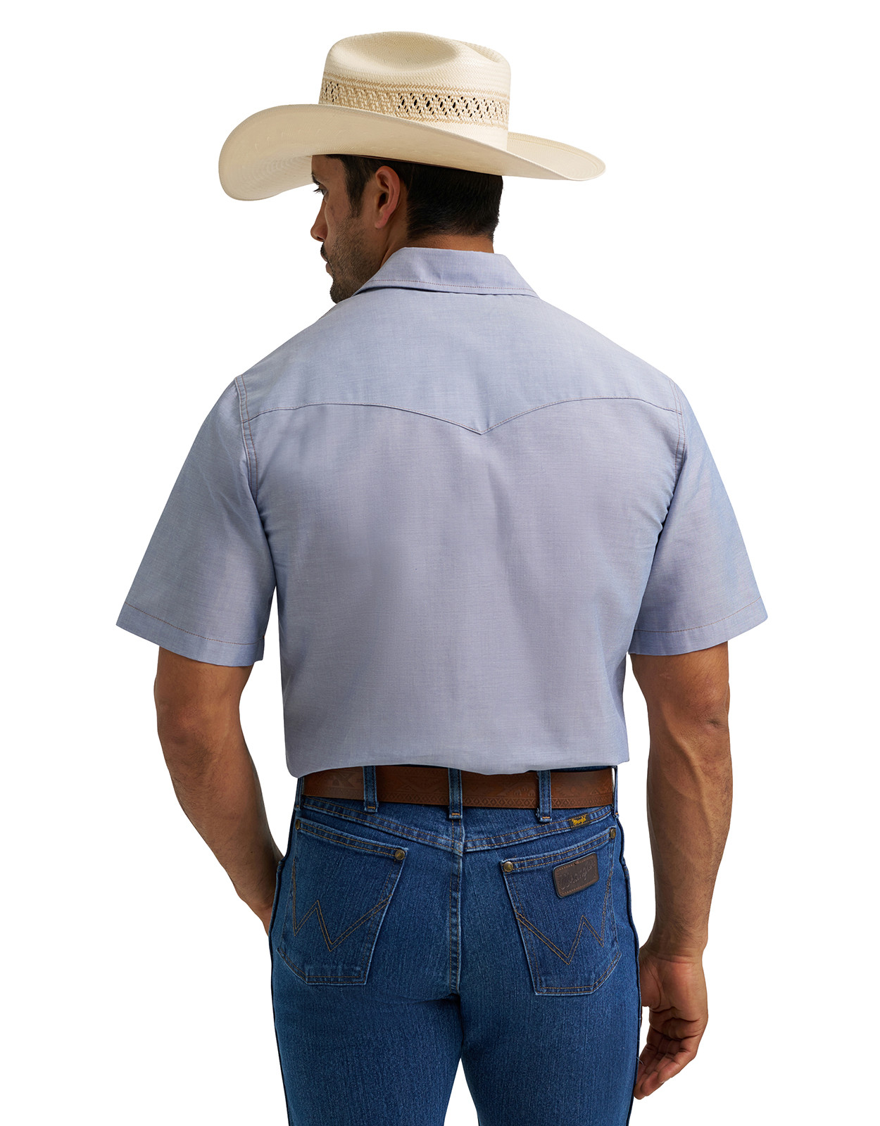 Wrangler Men's Short Sleeve Chambray Snap Western Work Shirt - Non