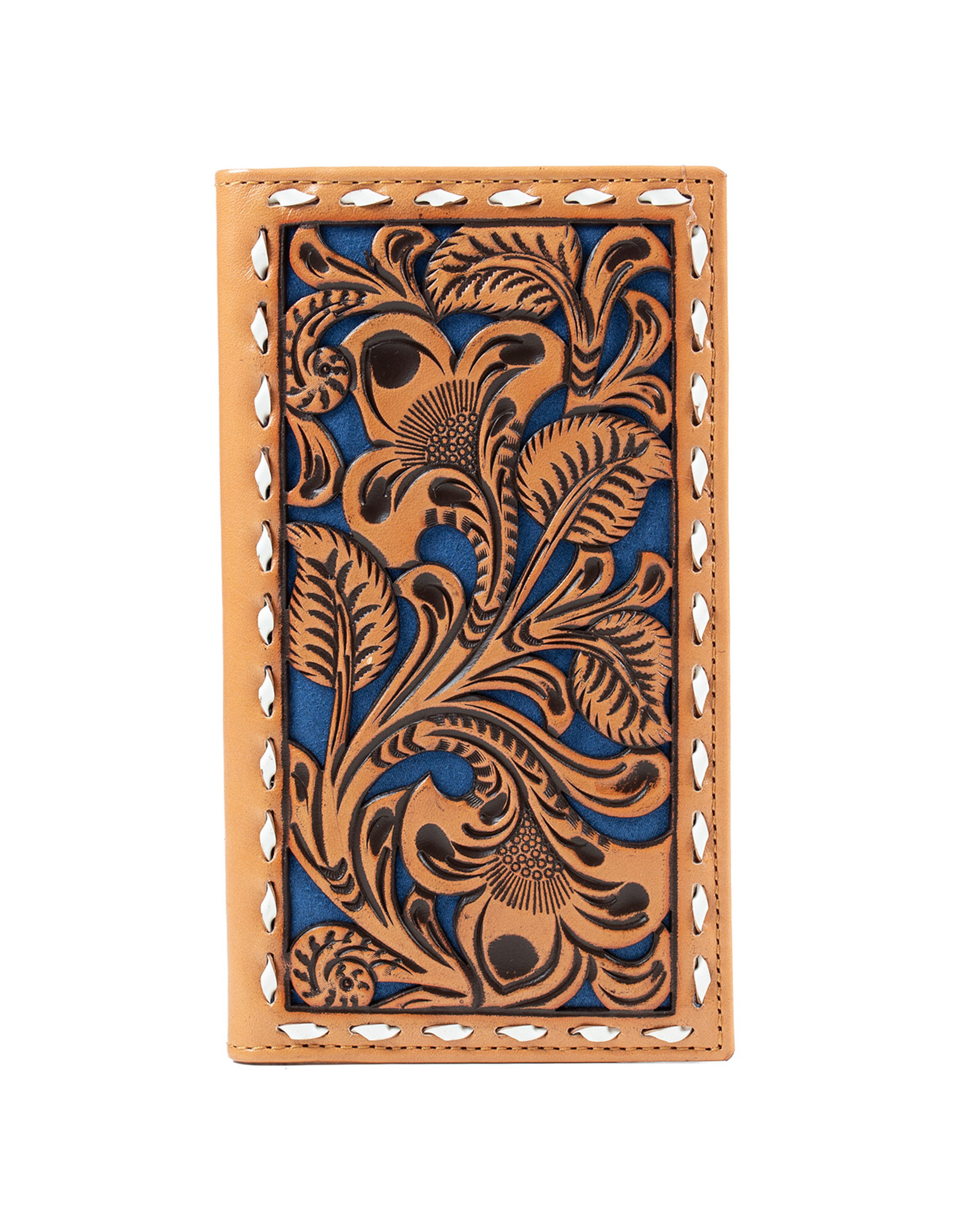 Nocona Men's Floral Embossed Rodeo Wallet - Tan/Blue