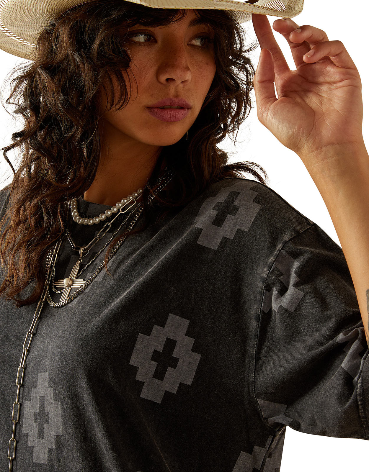 Ariat Women's Isela Short Sleeve Print Tee Dress - Grey (Closeout)