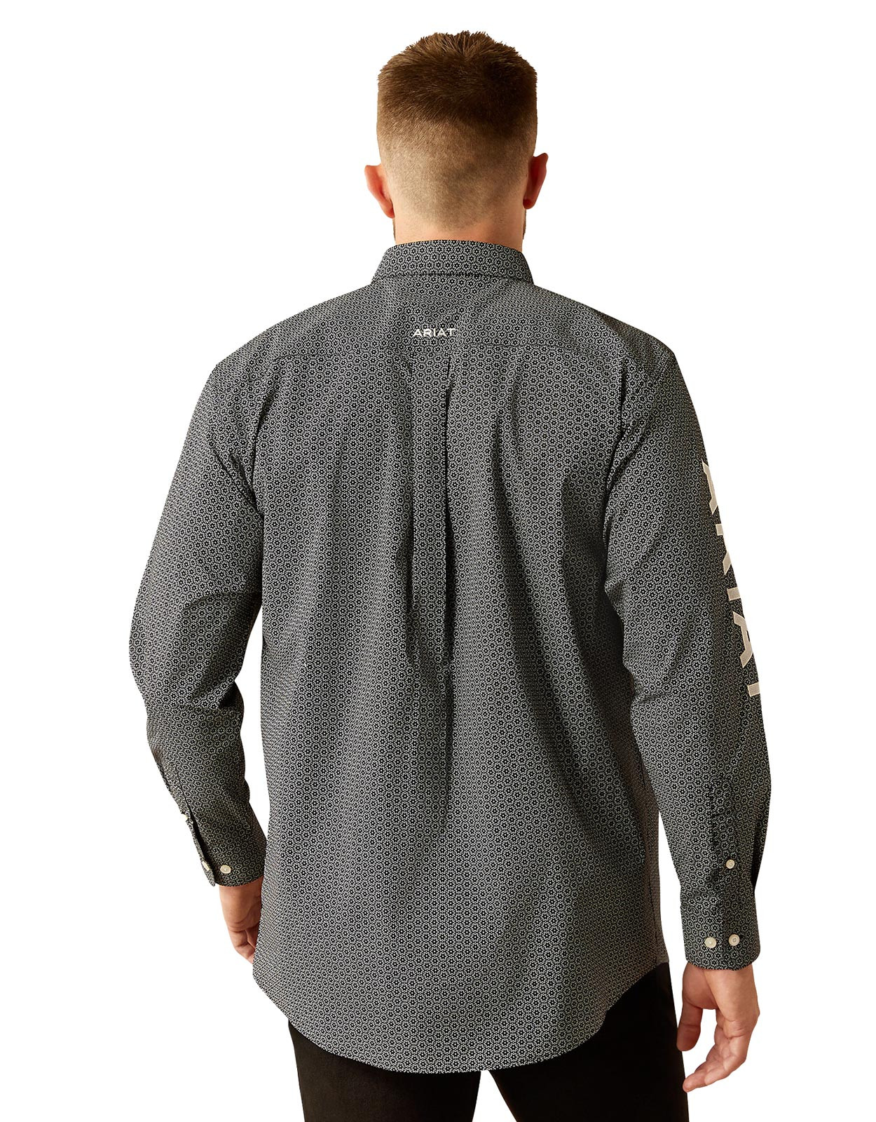 Ariat Men's Team Logo Long Sleeve Print Button Down Shirt - Black/White (Closeout)