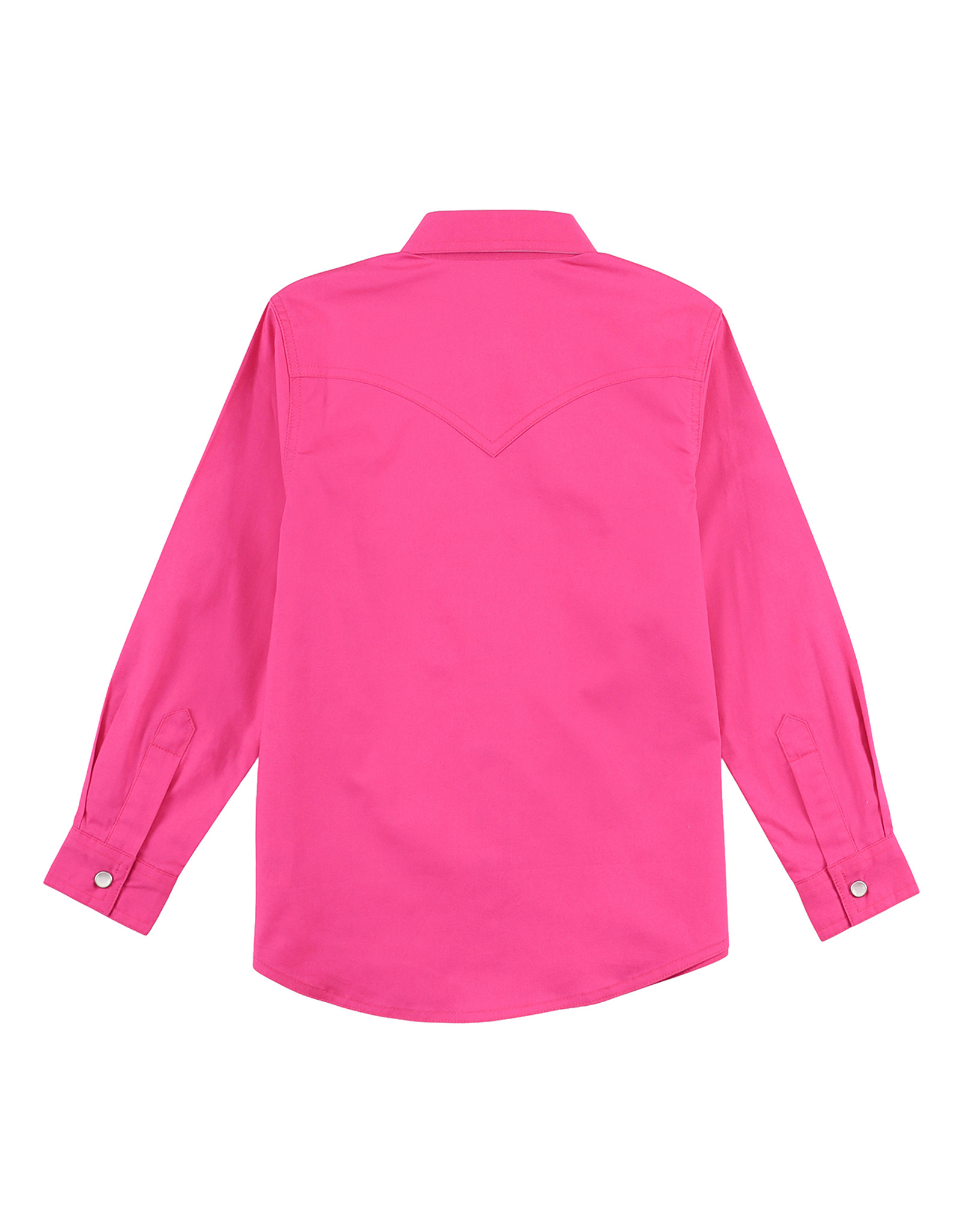 Wrangler Girls' Long Sleeve Solid Snap Shirt - Pink