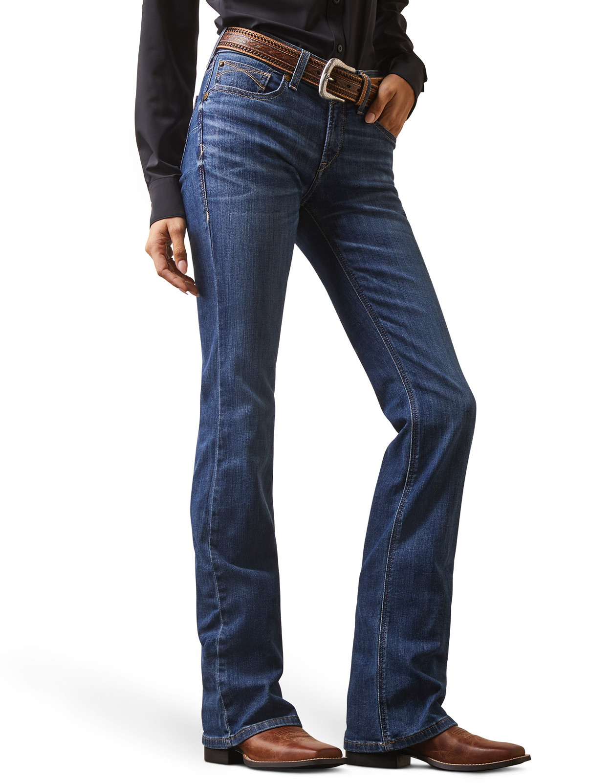 Ariat Women's Perfect Rise Stretch Mid Rise Slim Fit Boot Cut Jeans - Irvine