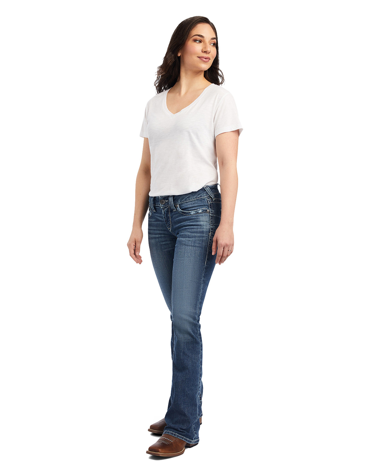 Ariat Women's R.E.A.L. Boot Cut Stretch Mid Rise Slim Fit Boot Cut Jeans - Canadian