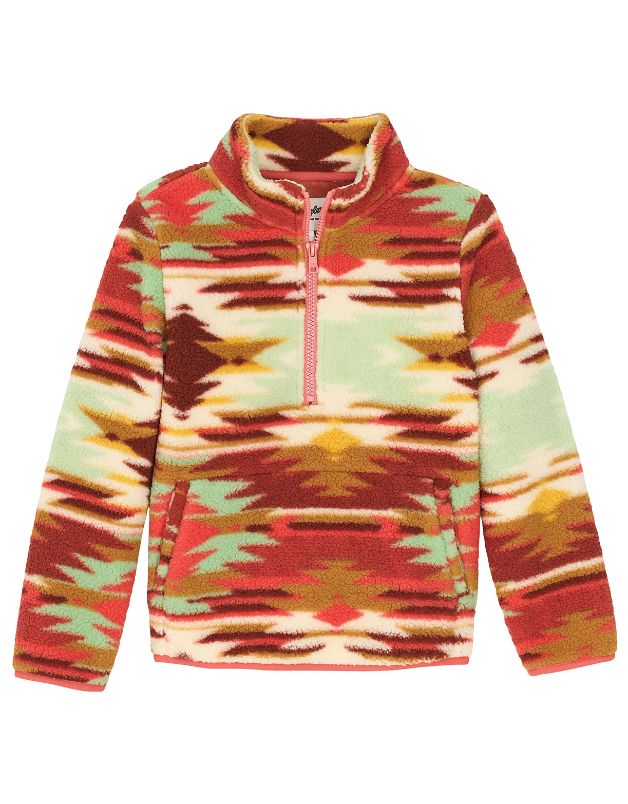 Wrangler Girls' Polar Fleece 1/2 Zip Print Pullover - Red