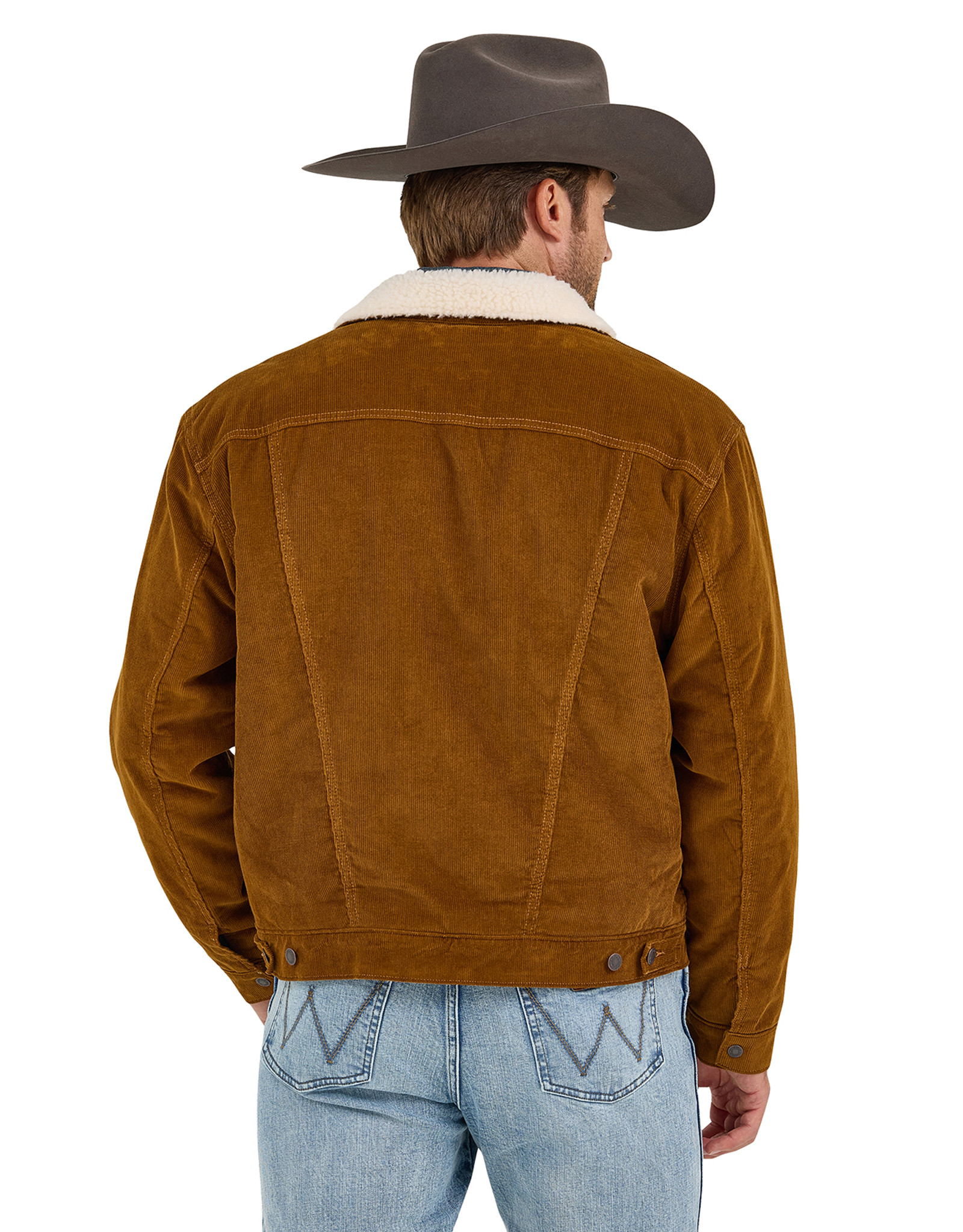 Wrangler Men's Sherpa Lined Corduroy Button Down Jacket - Copper