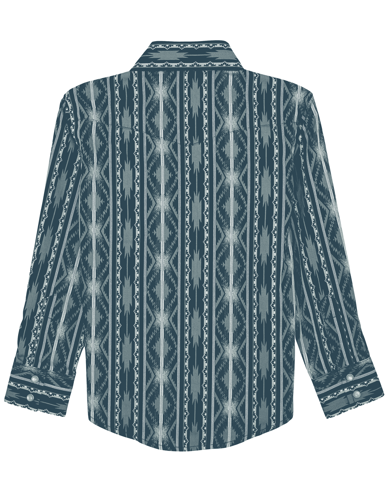 Wrangler Checotah Boys' Long Sleeve Print Snap Shirt - Blue/Turquoise