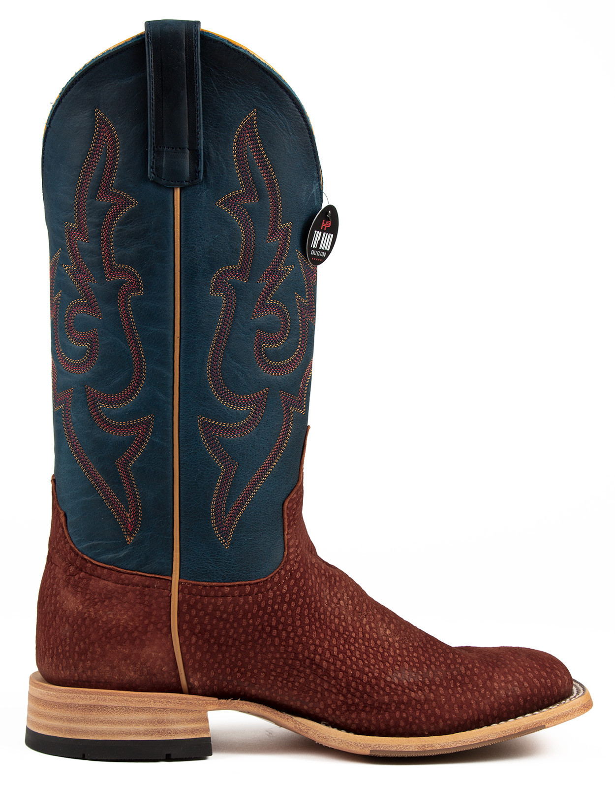 Horse Power Men's Top Hand Carpincho 13" Square Toe Boots - Rust/Blue