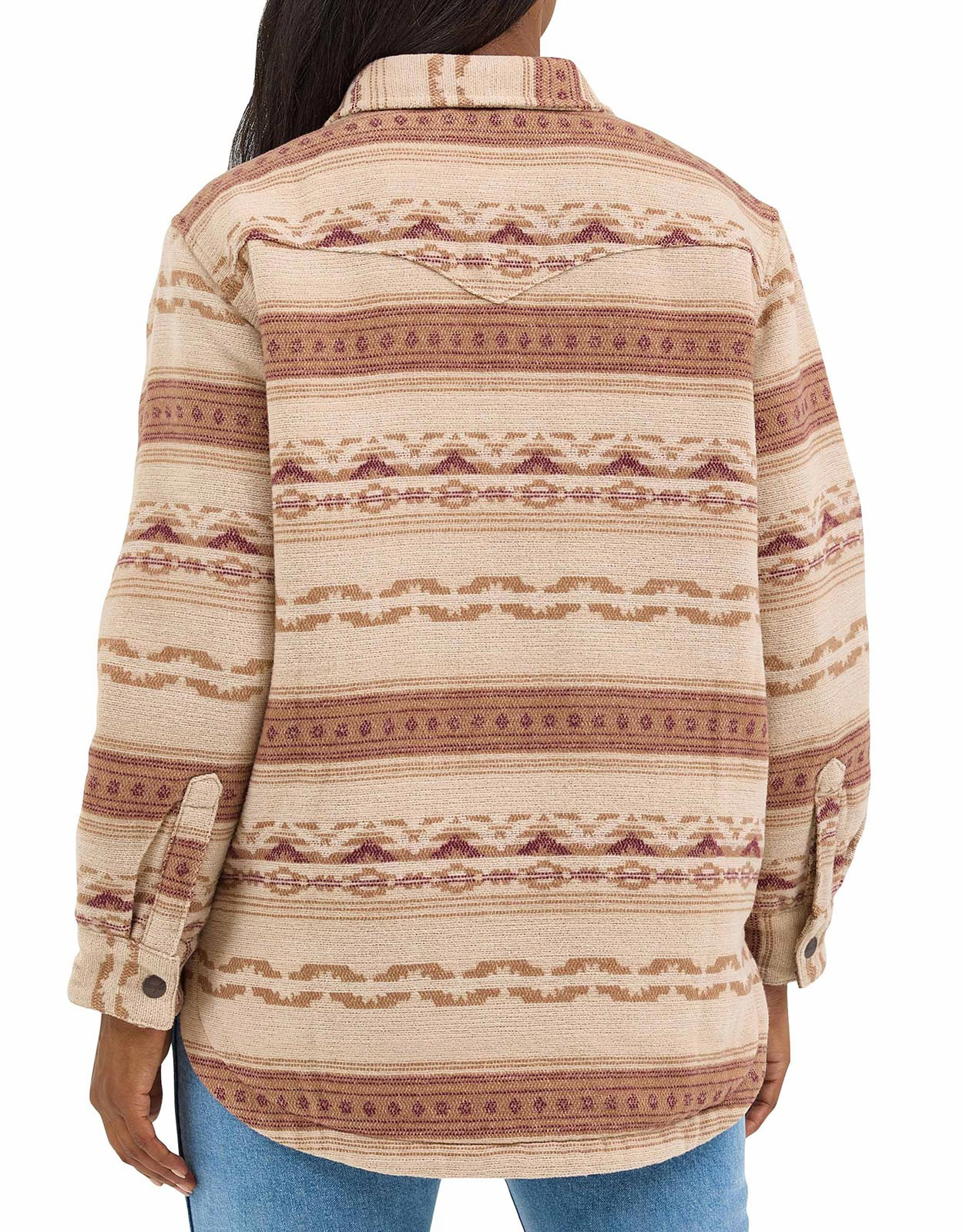 Wrangler Retro Women's Quilt Lined Southwest Print Snap Shirt Jacket - Tan/Brown