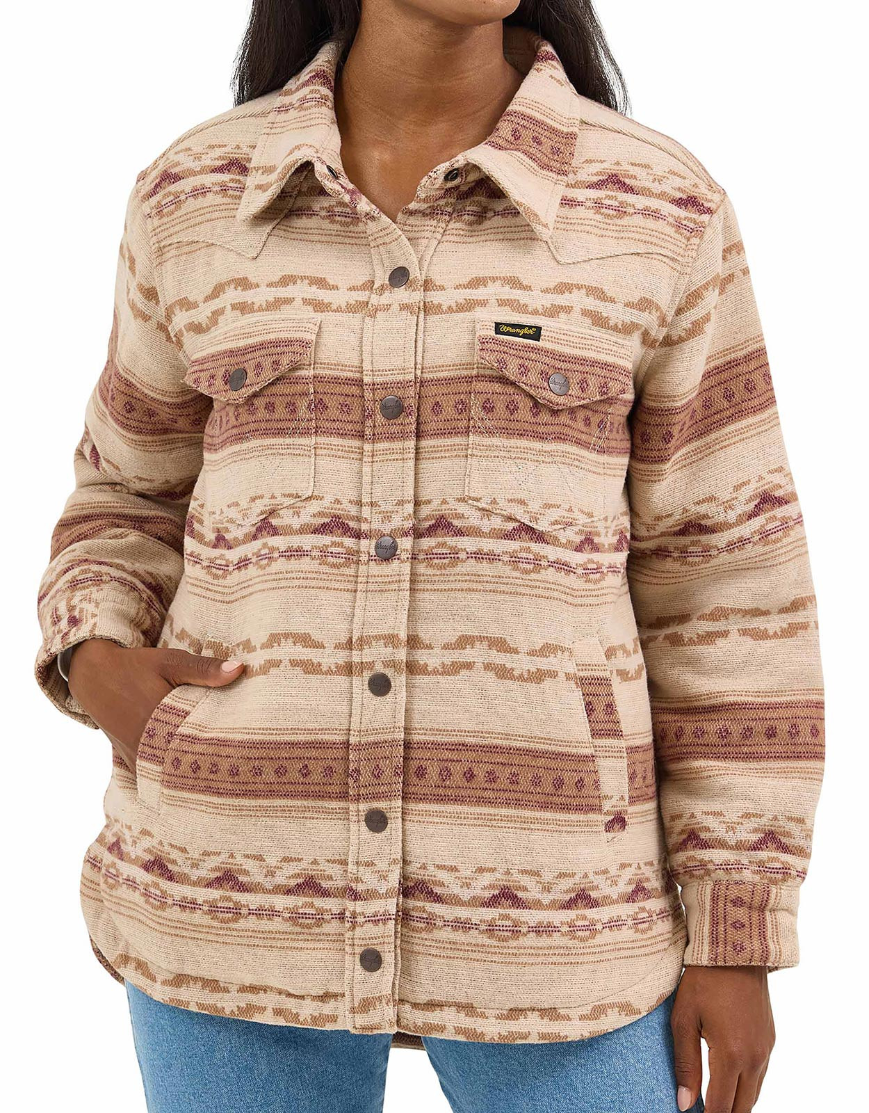 E アウター Wrangler Retro Women's Quilt Lined Southwest Print Snap Shirt