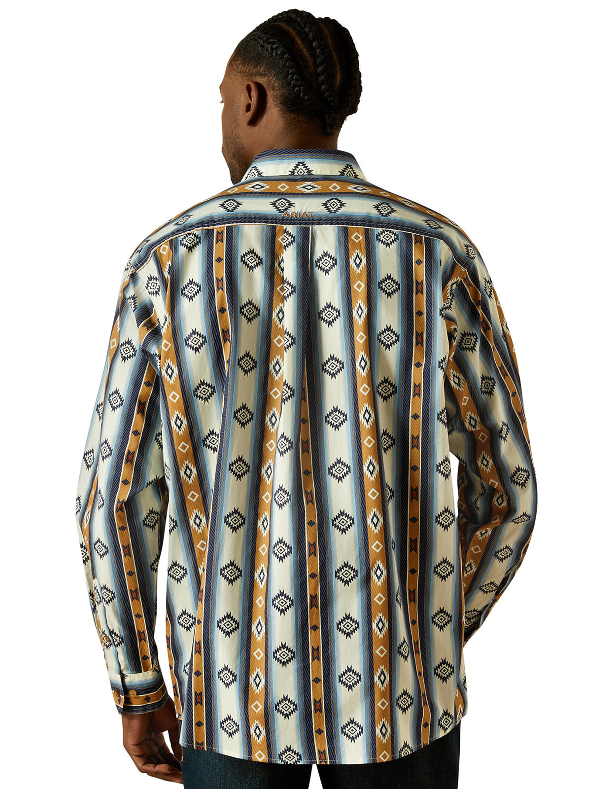 Ariat Men's Casual Series Long Sleeve Print Button Down Shirt - Blue/Brown