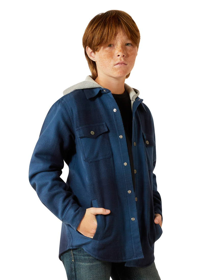 Ariat Boys' Hicks Retro Plaid Snap Shirt Jacket - Blue