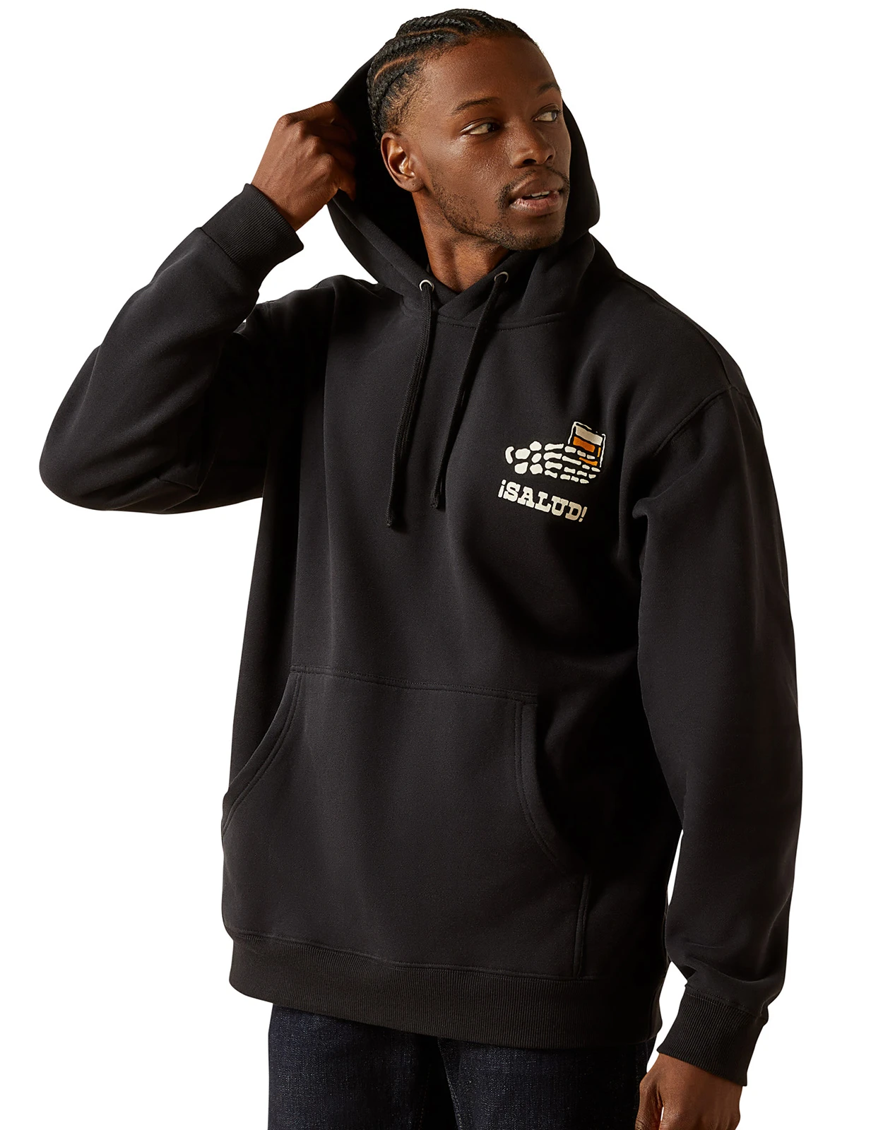 Ariat Men's Sendero "Salud" Print Pullover Hoodie - Black