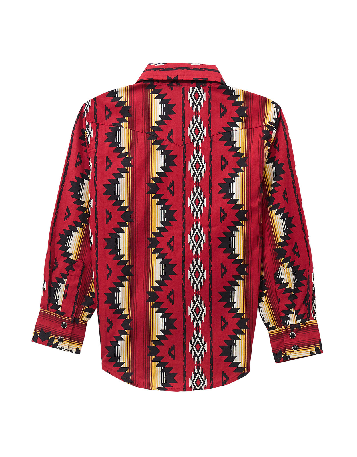 Wrangler Checotah Boys' Long Sleeve Print Snap Shirt - Red/Yellow