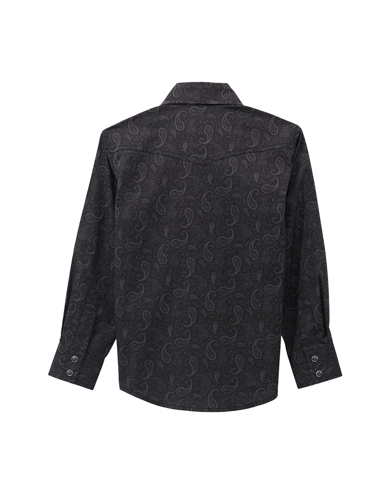 Wrangler 20X Boys' Long Sleeve Print Snap Shirt -Black/Grey