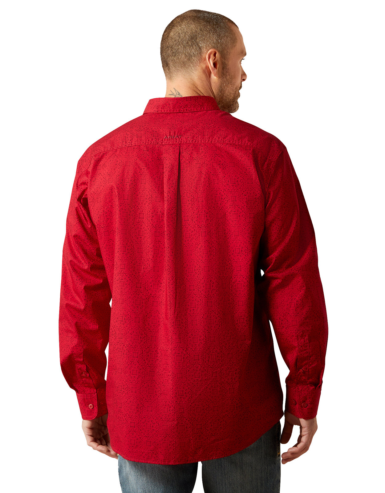 Ariat Men's Casual Series Long Sleeve Print Button Down Shirt - Red (Closeout)