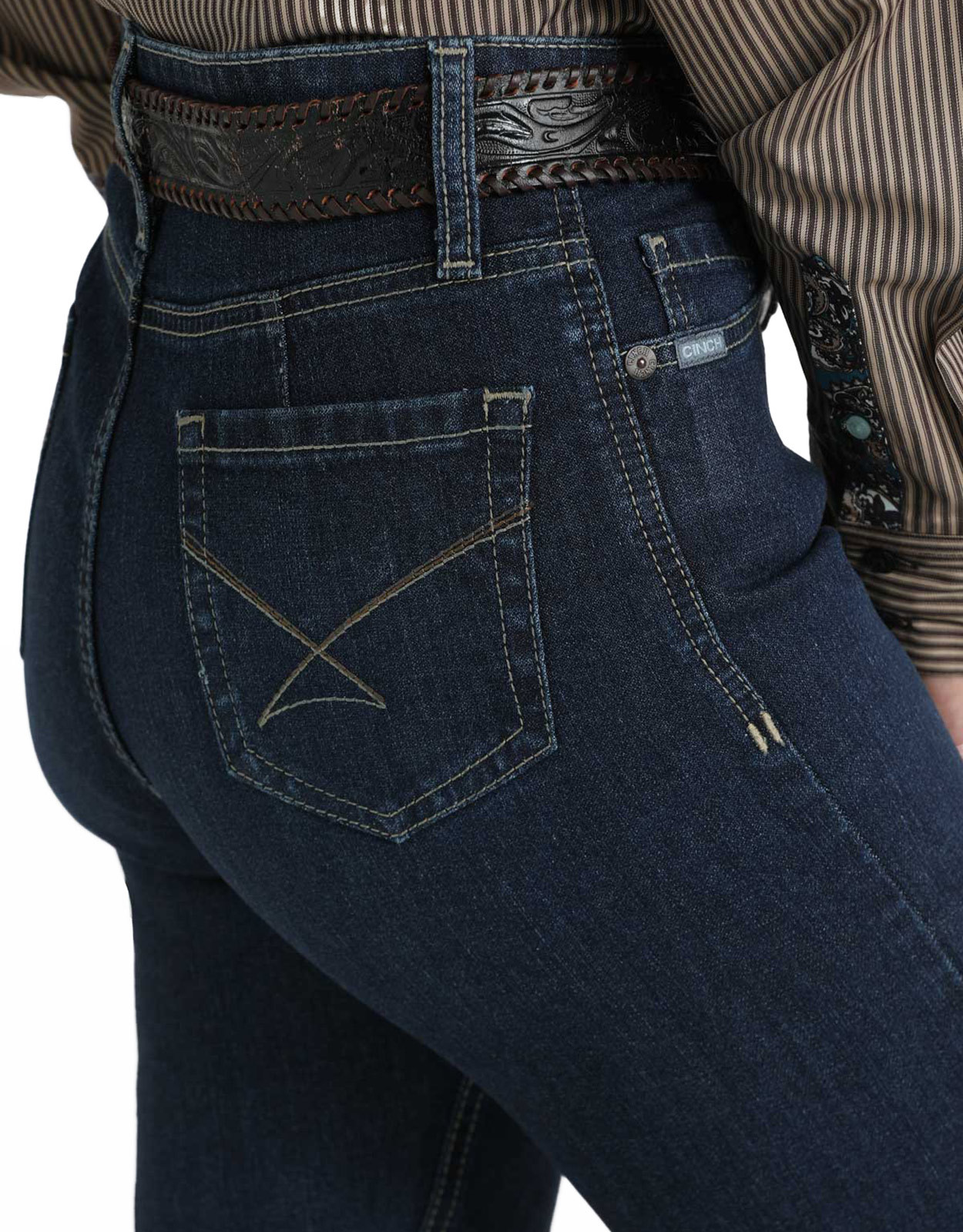 Cinch Women's Keri Stretch High Rise Straight Fit Slim Boot Cut Jeans - Dark Stonewash