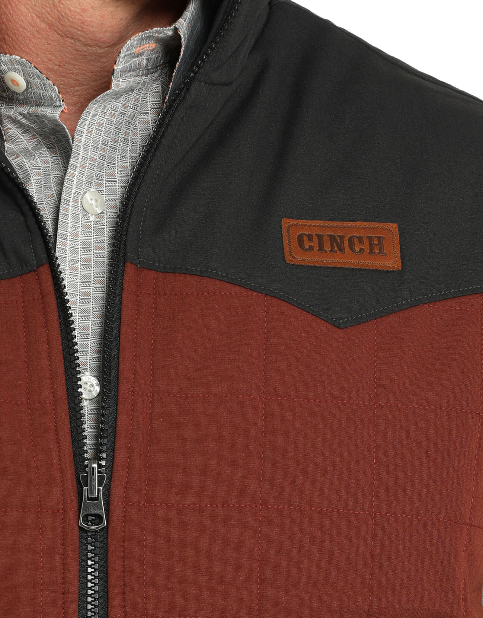 Cinch Men's Reversable Quilted Canvas Zip Vest - Rust/Black