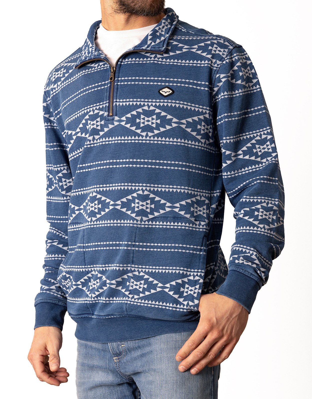 Kimes Ranch Men's Crupper 1/4 Zip Stripe Pullover - Indigo Blue