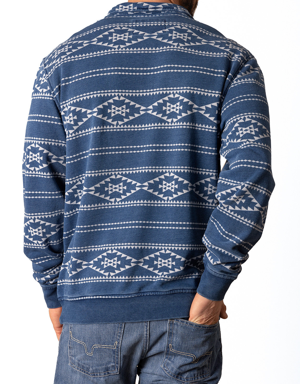 Kimes Ranch Men's Crupper 1/4 Zip Stripe Pullover - Indigo Blue