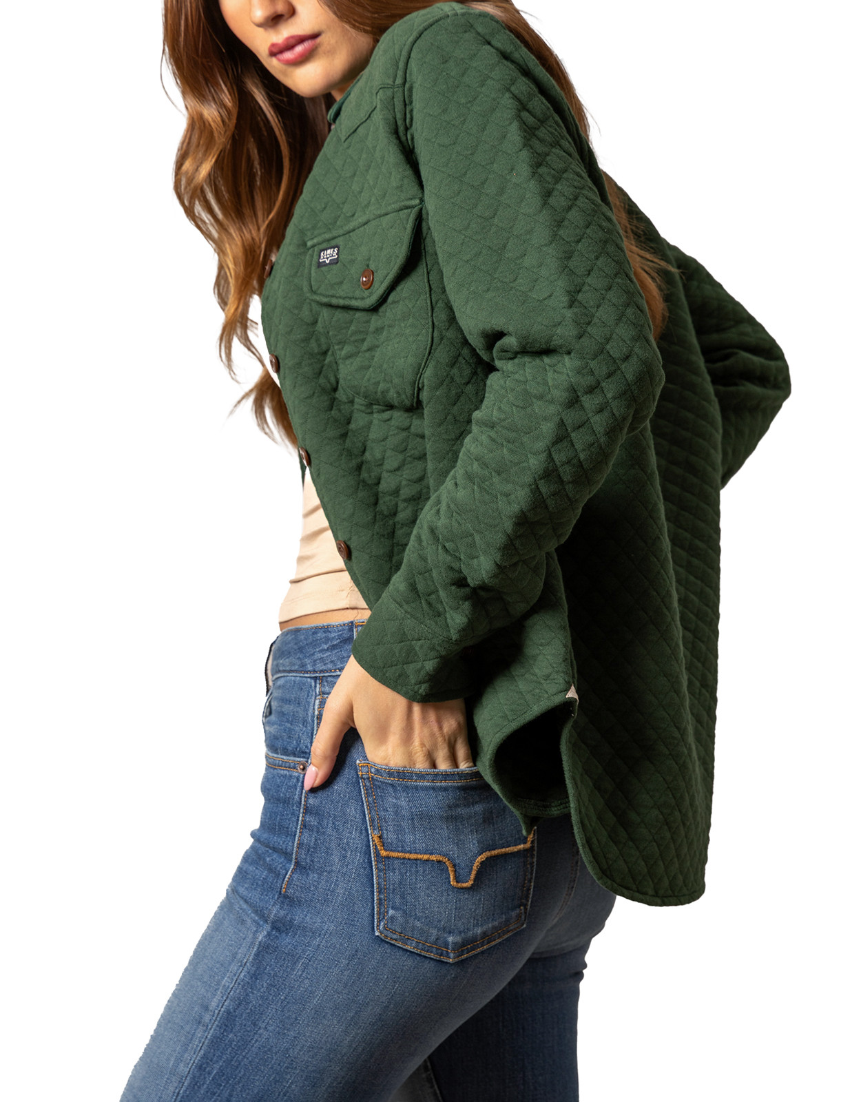 Kimes Ranch Women's Susie Quilted Solid Button Down Shirt Jacket - Green
