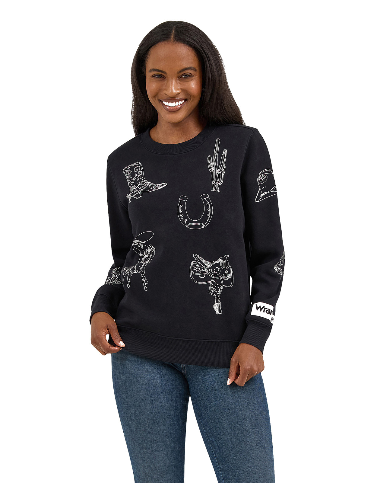 Wrangler Retro Women's Long Sleeve Print Sweatshirt - Black