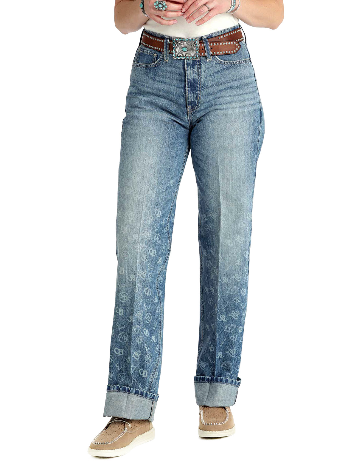 Cruel Women's Casey High Rise Loose Fit Straight Leg Jeans - Medium Stonewash