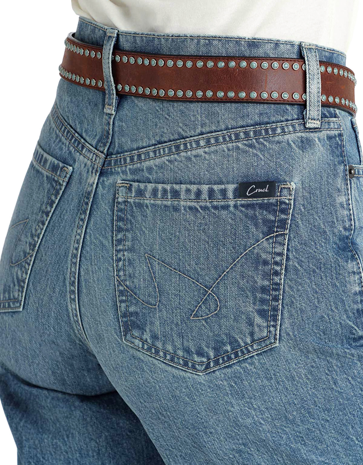 Cruel Women's Casey High Rise Loose Fit Straight Leg Jeans - Medium Stonewash