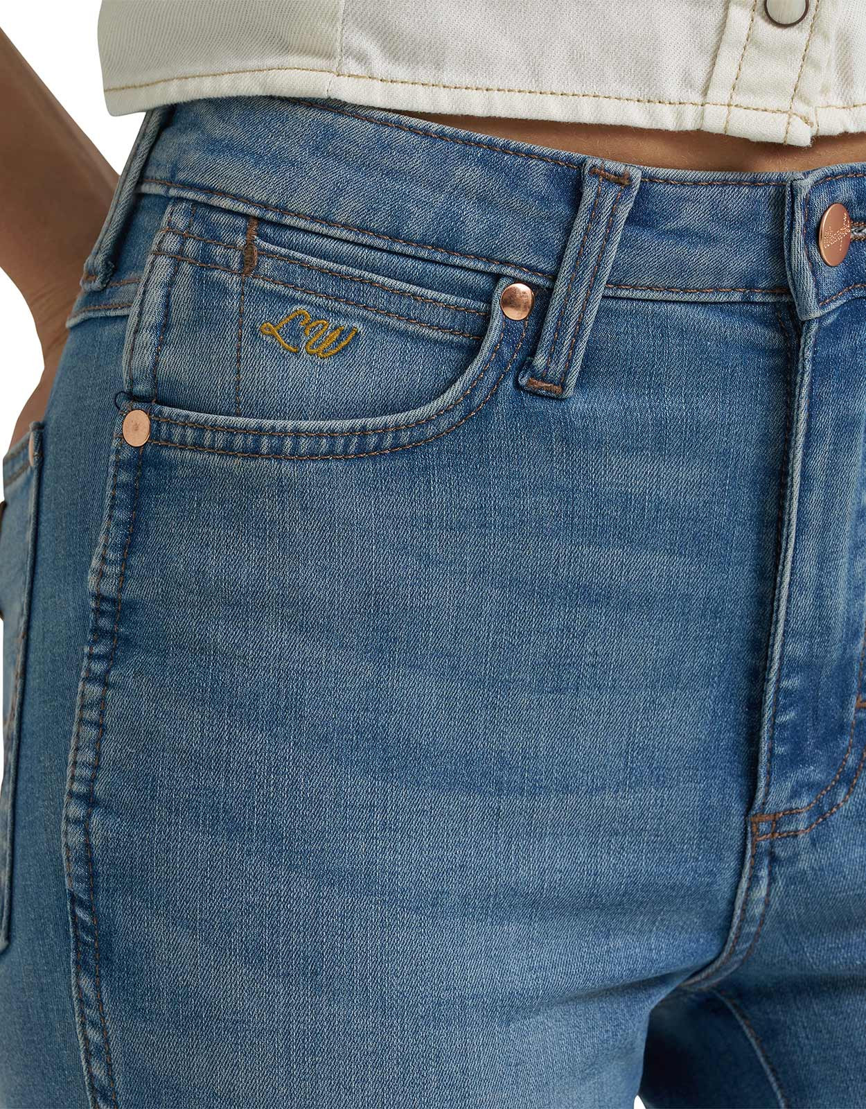 Wrangler Women's Lainey Wilson Stretch High Rise Slim Fit Boot Cut Jeans - Wrangler Blue