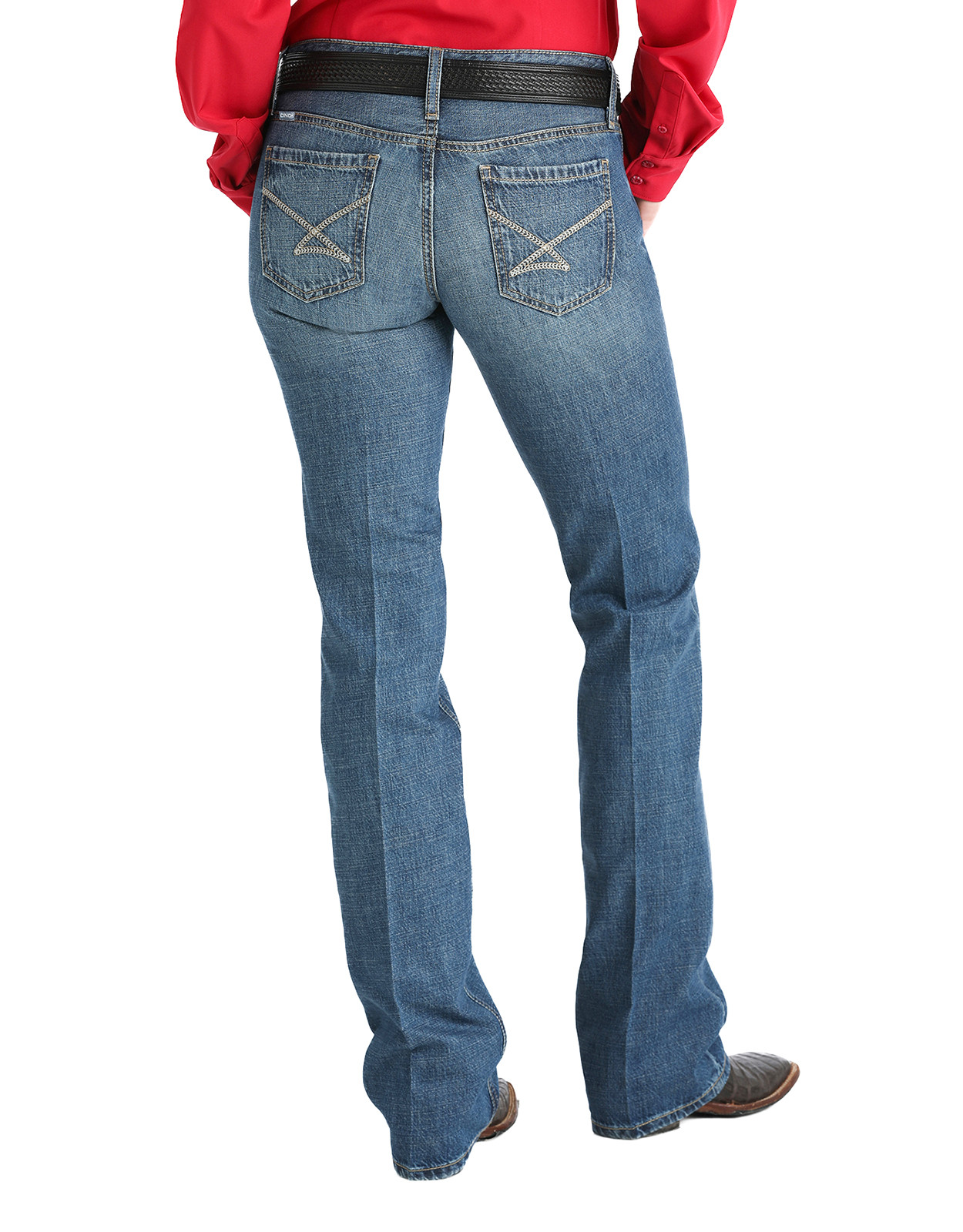Cinch Women's Ada Mid Rise Relaxed Fit Boot Cut Jeans - Medium Stonewash