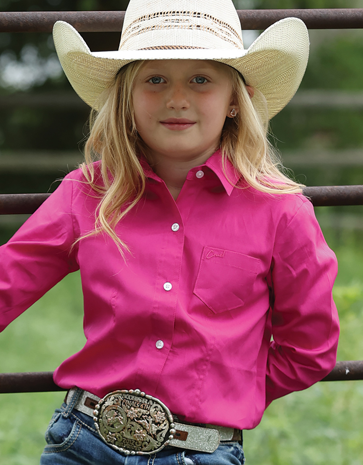 Cruel Girls' Long Sleeve Solid Button Down Shirt - Pink