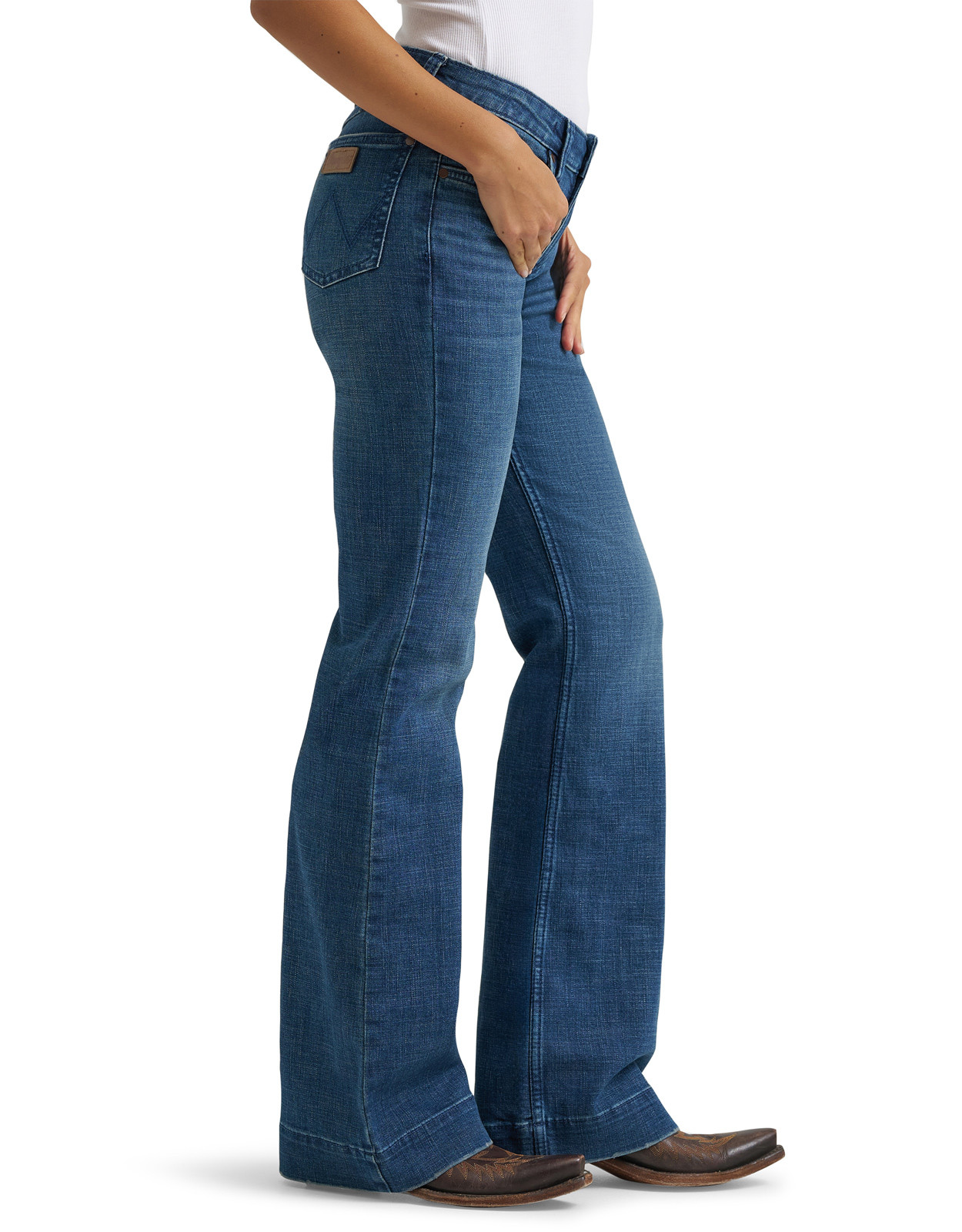 Wrangler Women's Mae Trouser Stretch Mid Rise Slim Fit Wide Leg Jean - Sophia