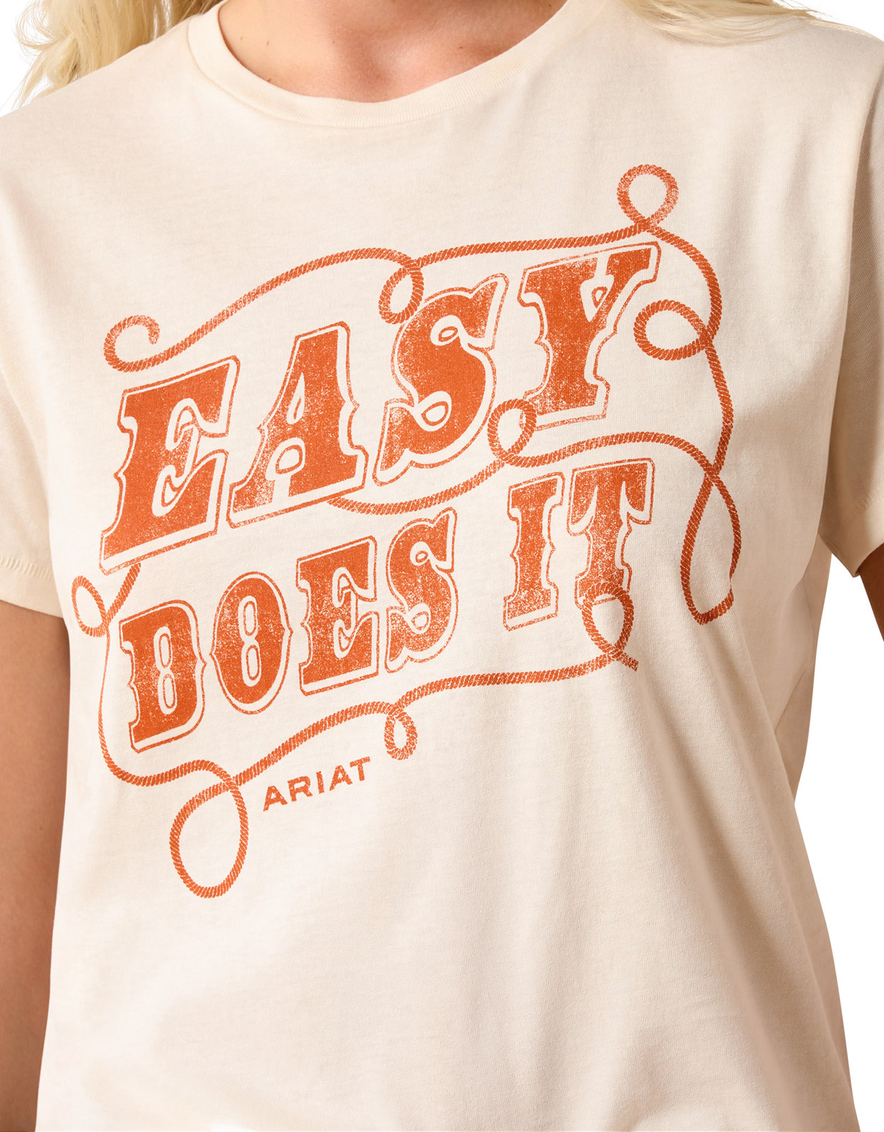 Ariat Women's Short Sleeve "Easy Does It" Print Tee Shirt - Natural