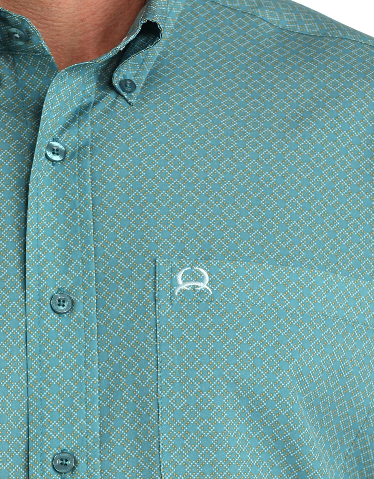 Cinch Men's Arenaflex Short Sleeve Print Button Down Shirt - Teal