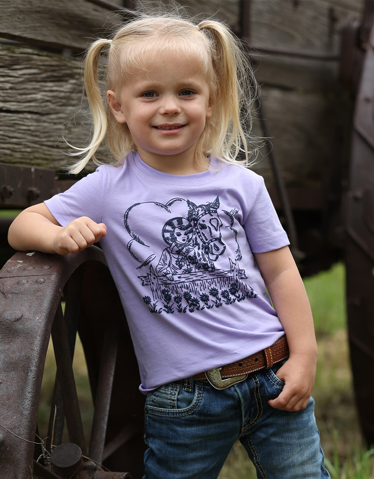 Cruel Toddler Girls' Short Sleeve Print Tee Shirt - Purple