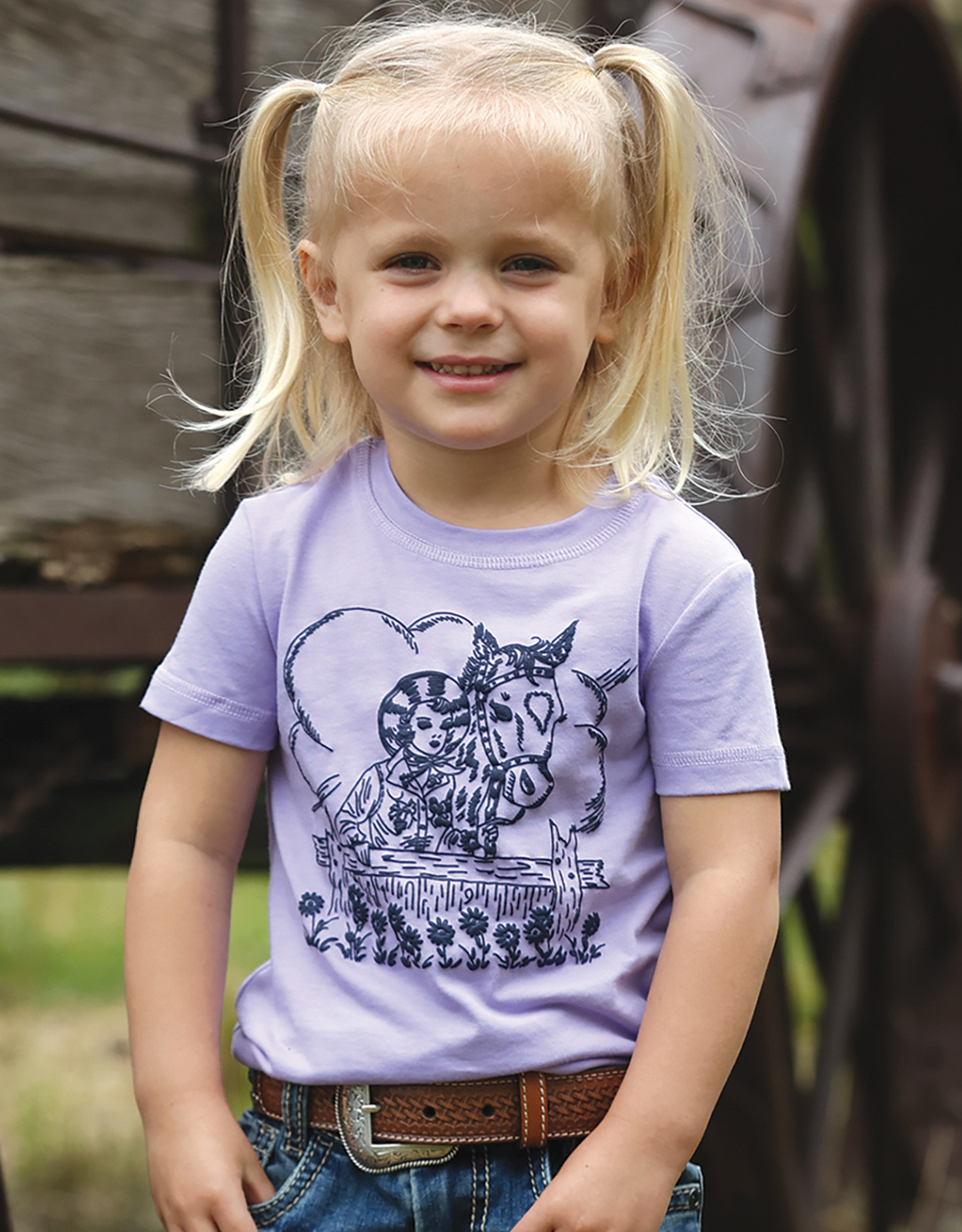 Cruel Toddler Girls' Short Sleeve Print Tee Shirt - Purple