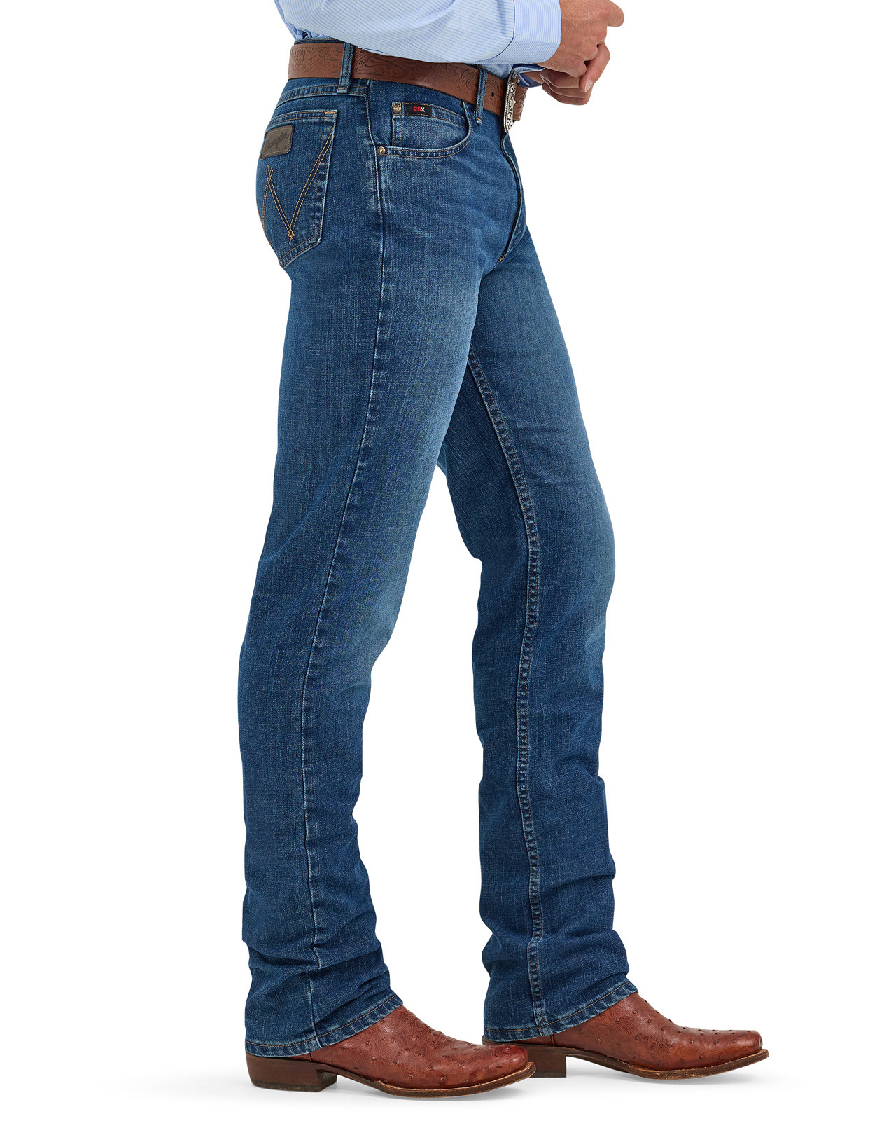 Wrangler Men's Cody Johnson 02 Regular Stretch Low Rise Regular Fit Straight Leg Jeans - Moonlight