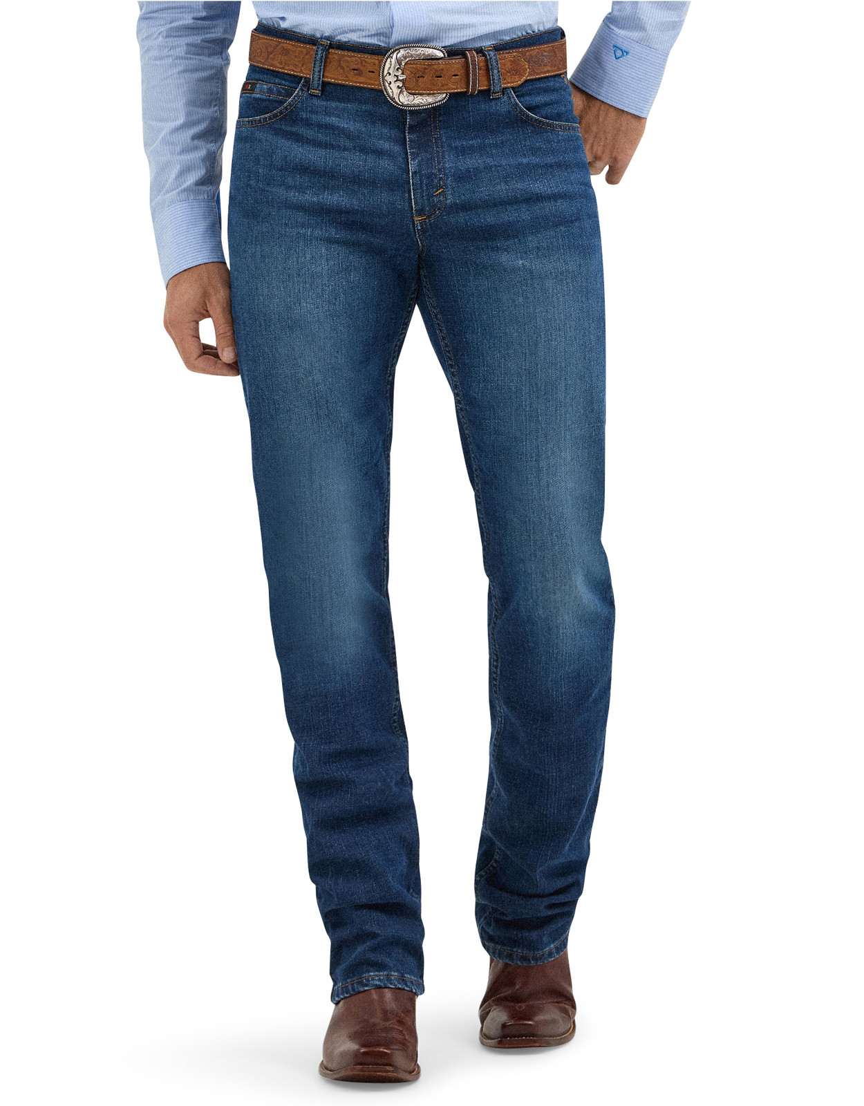 Wrangler Men's Cody Johnson 02 Regular Stretch Low Rise Regular Fit Straight Leg Jeans - Moonlight