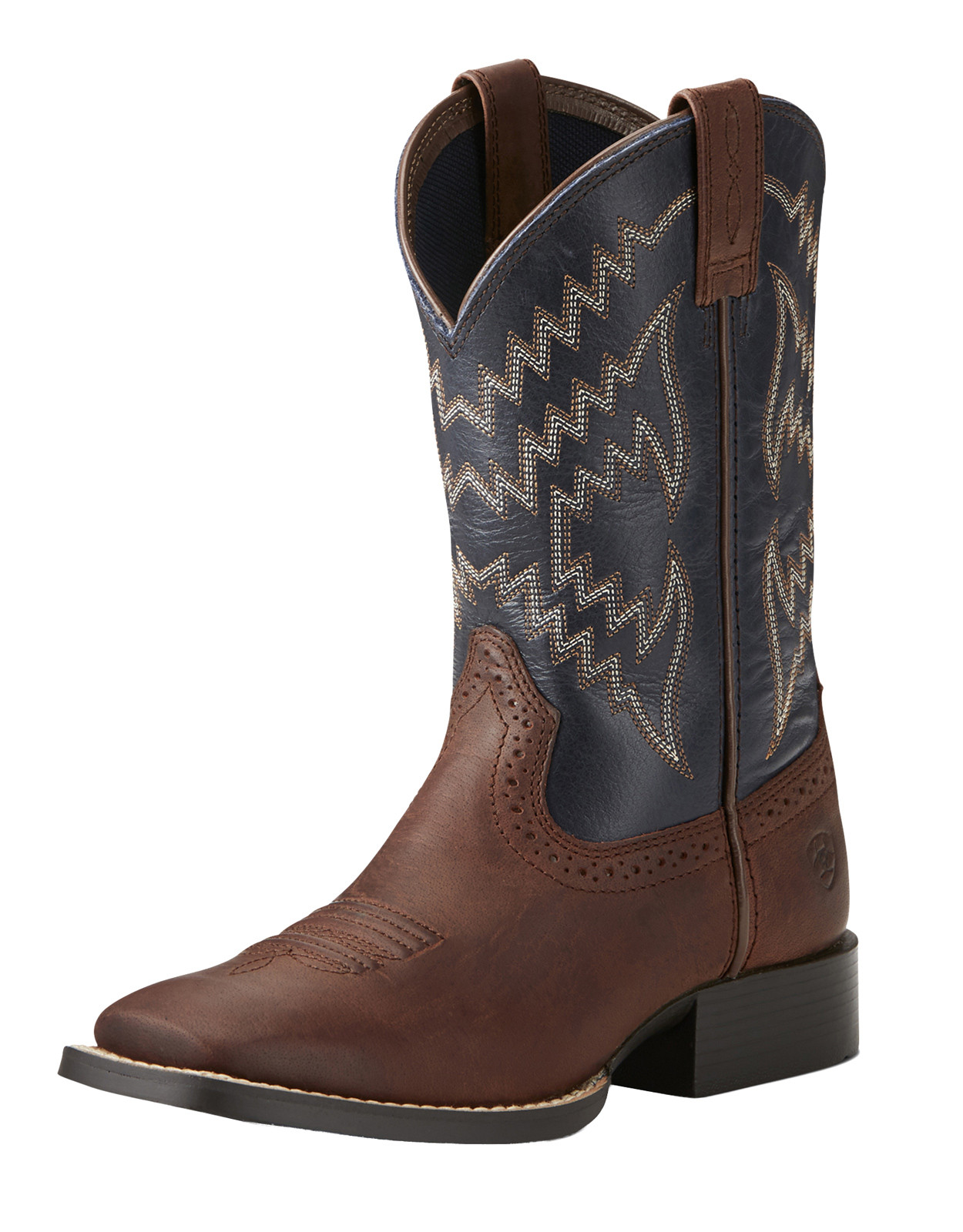Ariat Kids' Tycoon 8" Wide Square Toe Cowboy Boots - Brown/Blue
