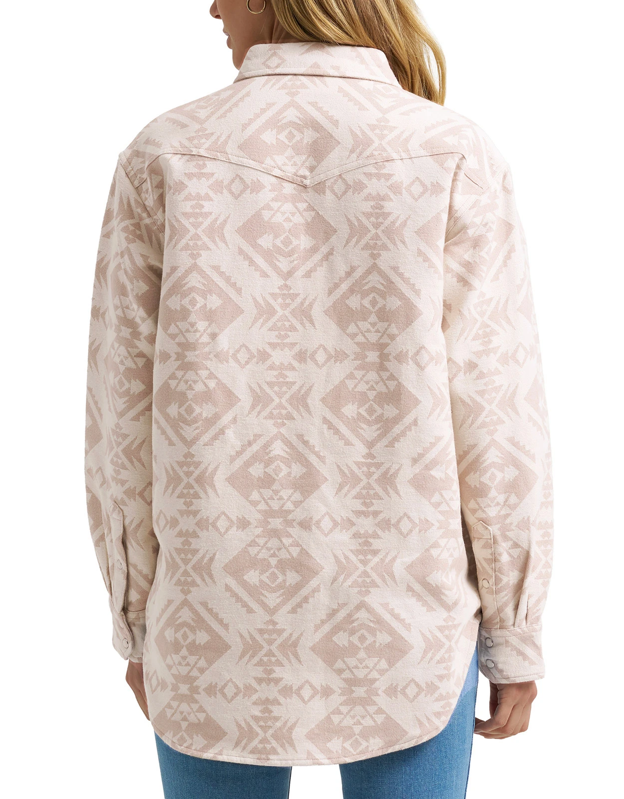 Wrangler Retro Women's Americana Boyfriend Fit Long Sleeve Print Snap Shirt - Cream