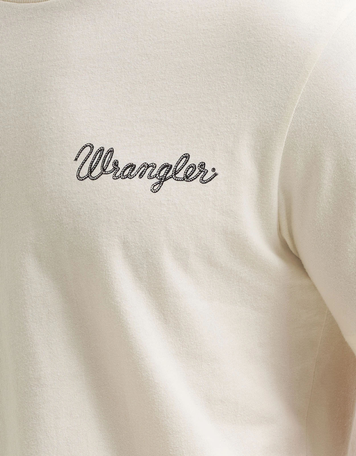 Wrangler Men's Short Sleeve Solid Logo Print Tee Shirt - Cream