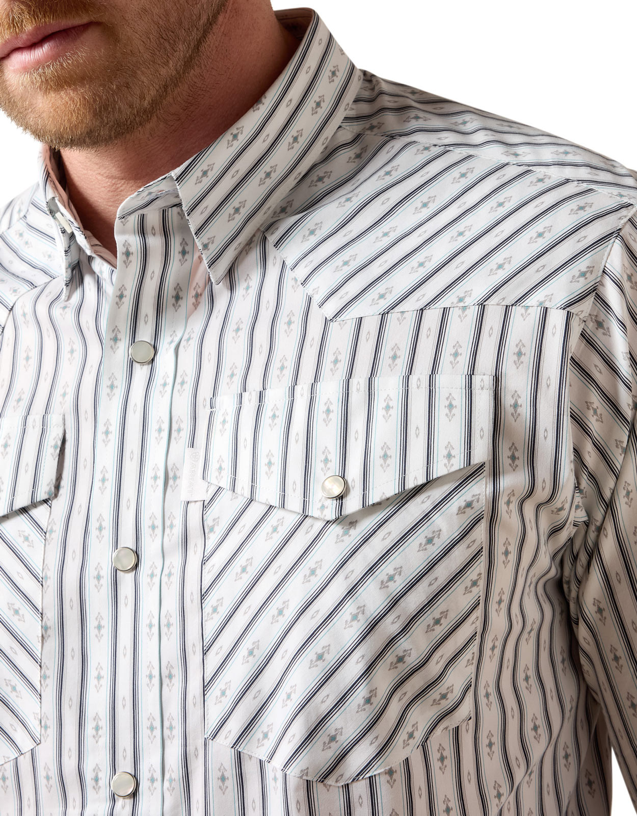 Ariat Men's Everything Stretch Long Sleeve Stripe Snap Shirt - White/Grey