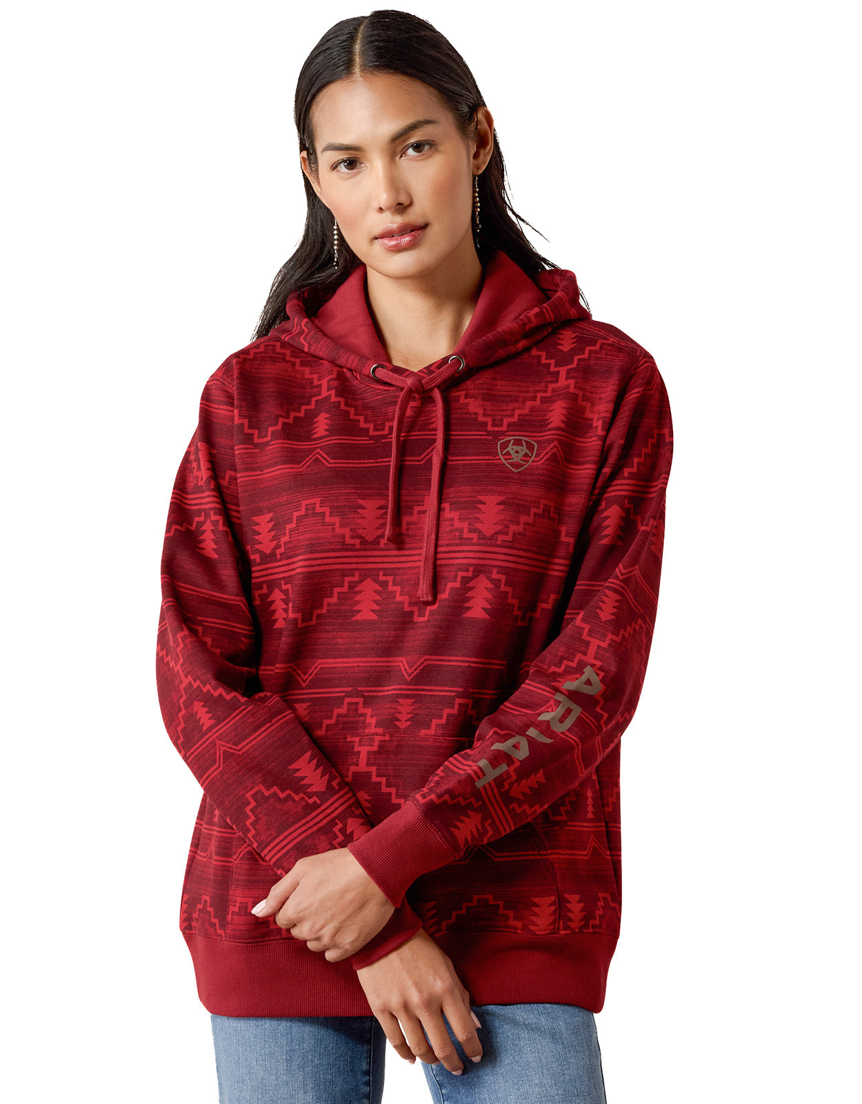 Ariat Women's Logo 2.0 Southwest Print Pullover Hoodie - Red
