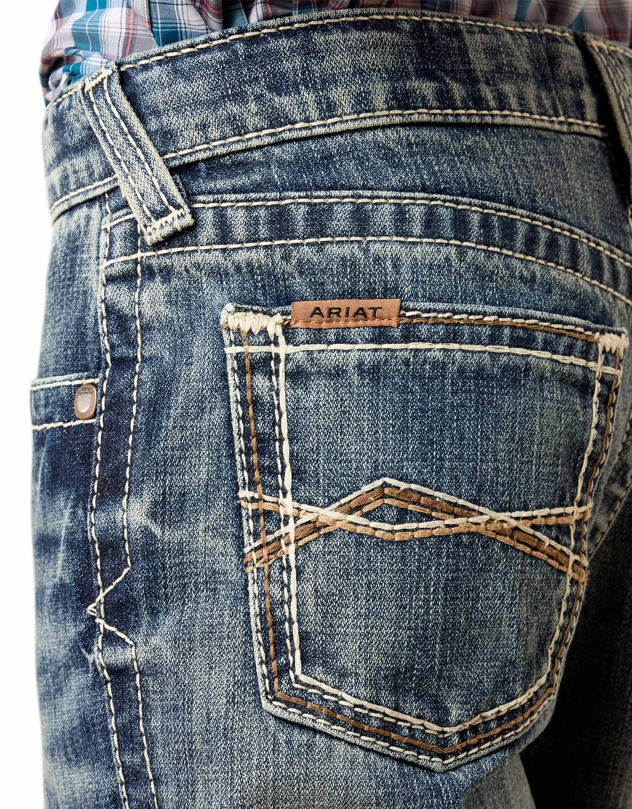 Ariat Boys' B4 Relaxed Low Rise Relaxed Fit Boot Cut Jeans - Durango