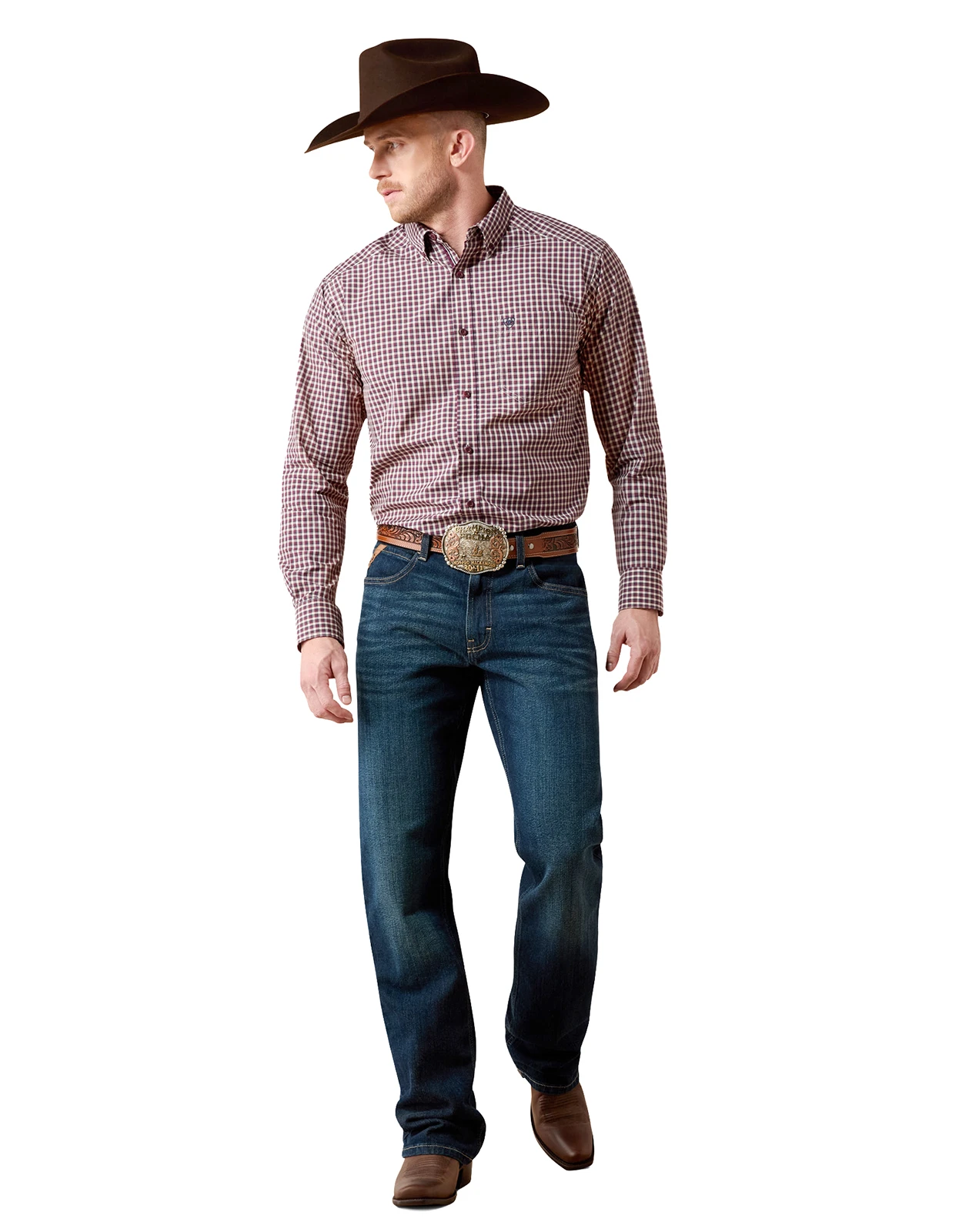 Ariat Men's Pro Series Long Sleeve Plaid Button Down Shirt - Red/Blue