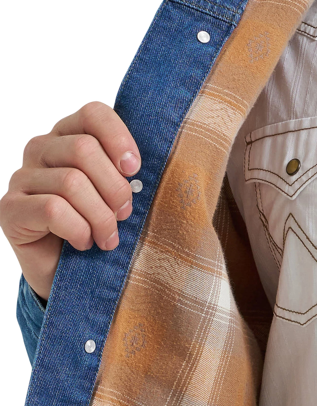 Wrangler Men's Cowboy Cut Flannel Lined Denim Button Down Jacket - Blue Indigo