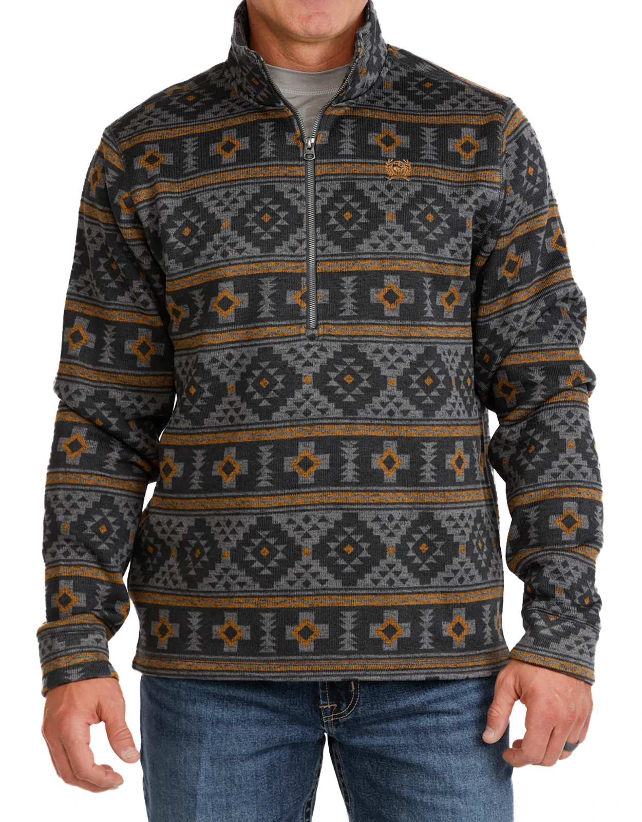 Cinch Men's 1/2 Zip Print Pullover Sweater - Grey
