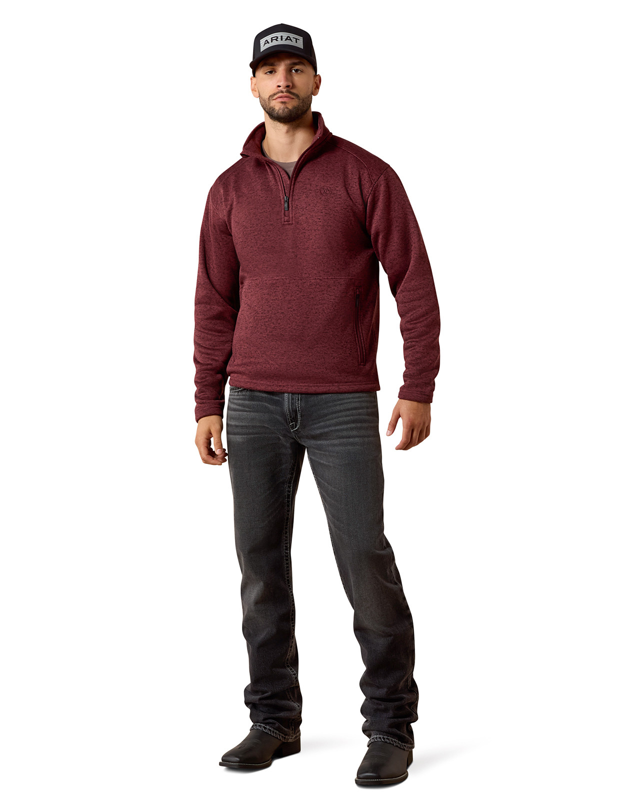Ariat Men's Caldwell 1/4 Zip Heather Pullover - Red