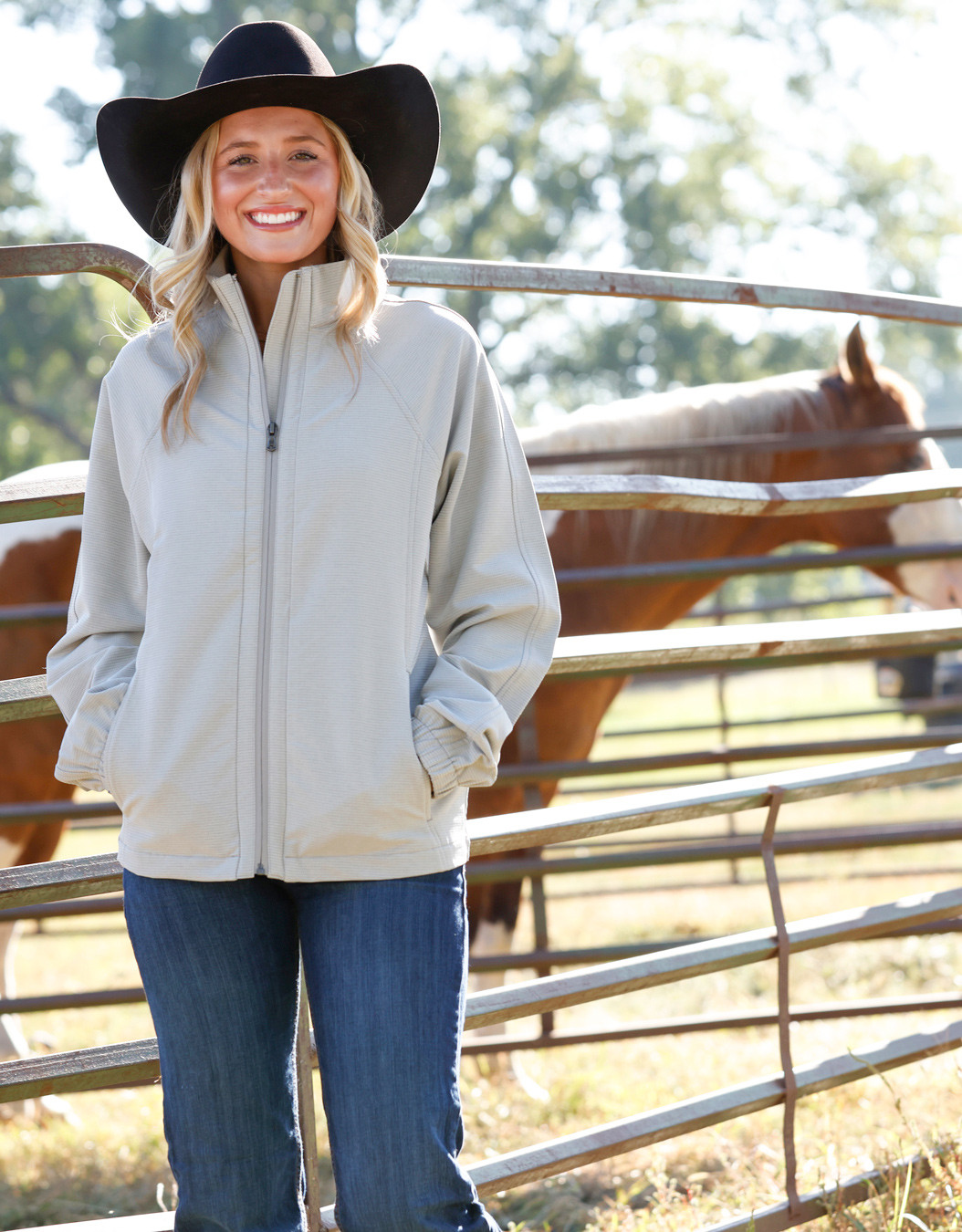 Cinch Women's Print Zip Jacket - Grey