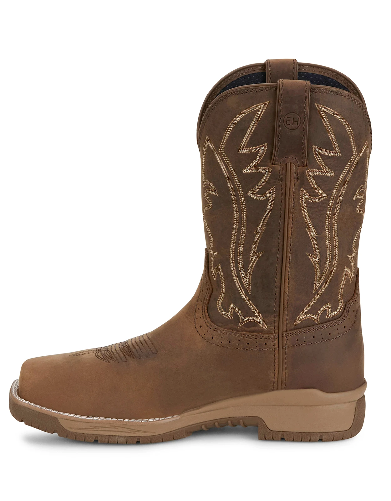Justin Men's Nitread 11" Square Toe Waterproof EH Work Boots - Distressed Brown (Closeout)